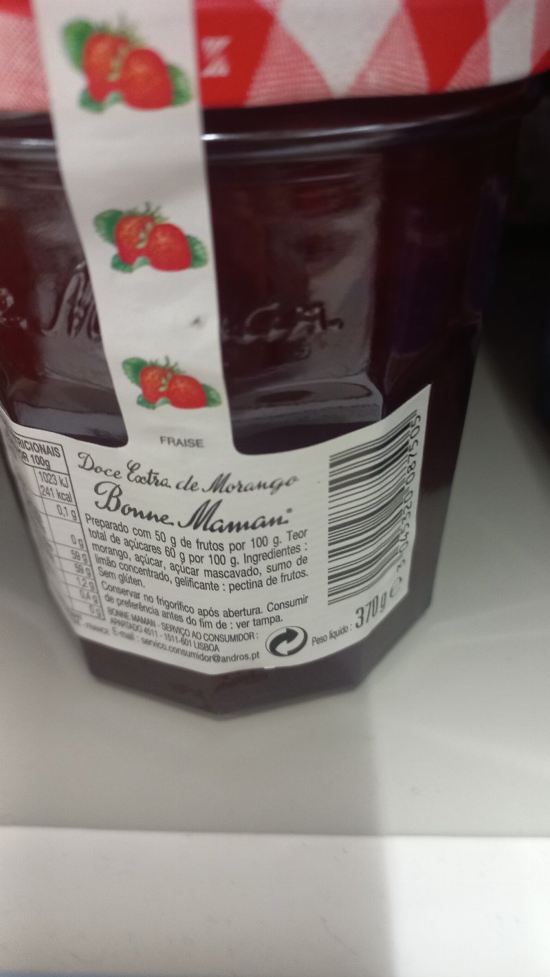 Foto da lista de ingredientes