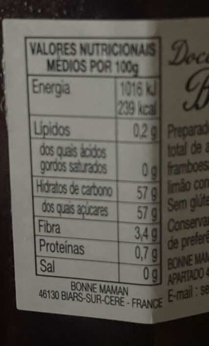 Foto da tabela nutricional