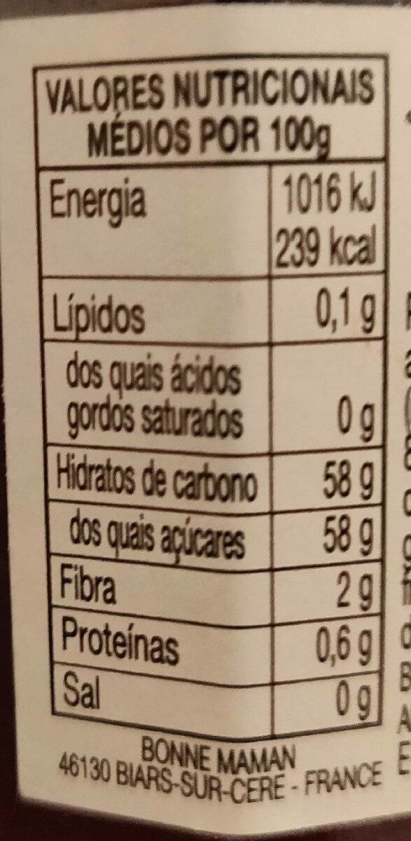 Foto da tabela nutricional