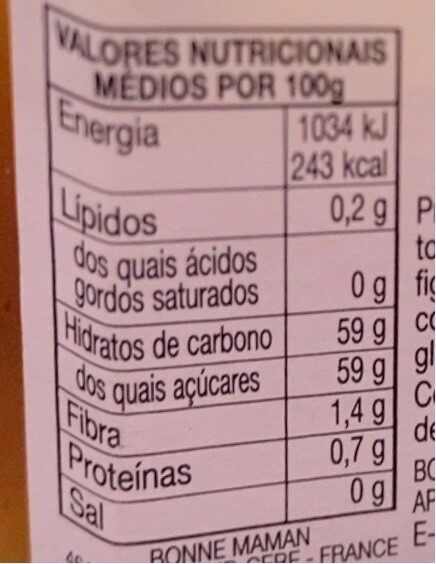Foto da tabela nutricional