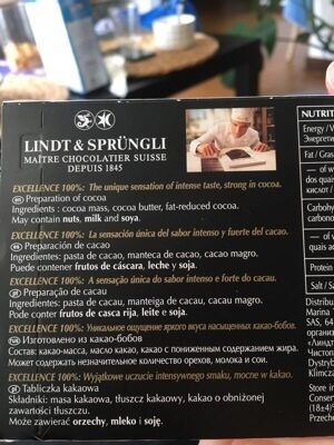 Foto da lista de ingredientes