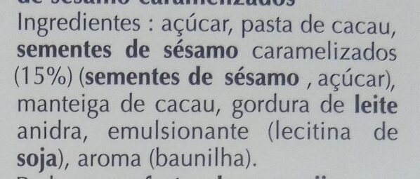Foto da lista de ingredientes