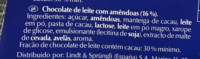 Foto da lista de ingredientes