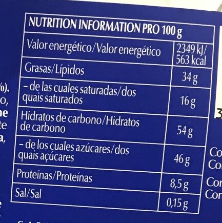 Foto da tabela nutricional