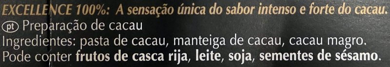 Foto da lista de ingredientes