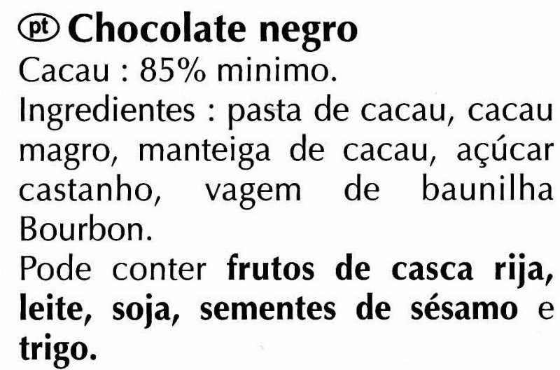Foto da lista de ingredientes