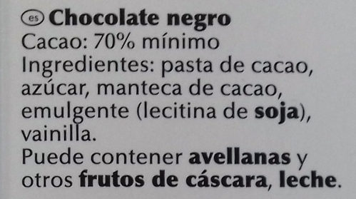 Foto da lista de ingredientes