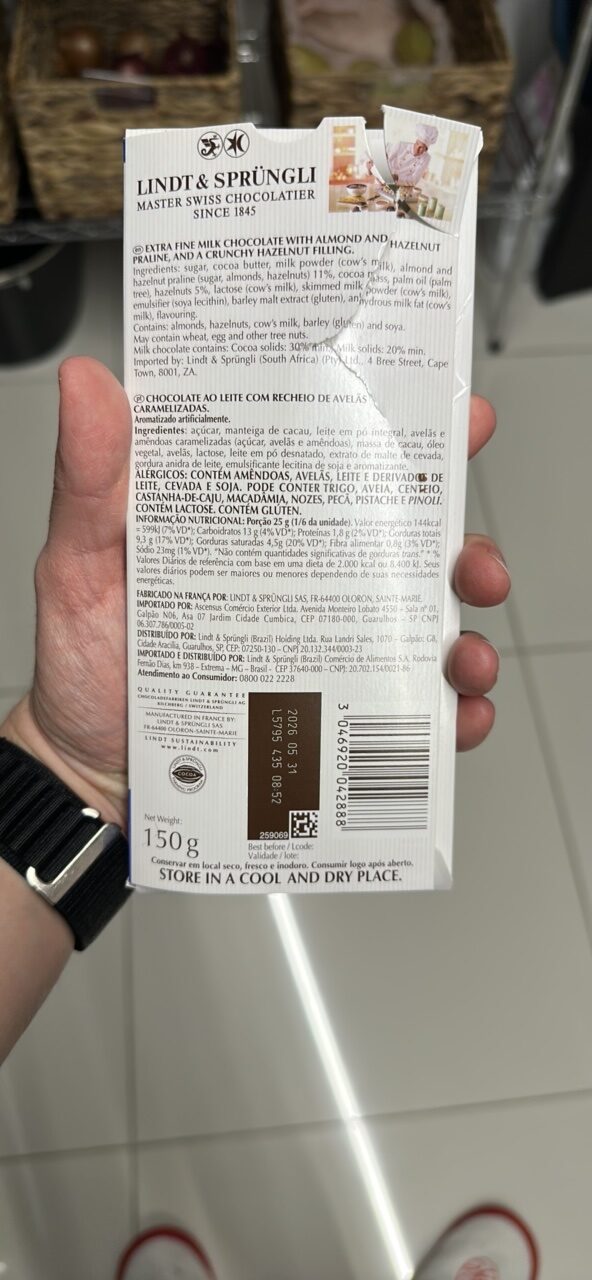 Foto da tabela nutricional