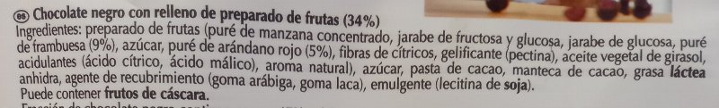 Foto da lista de ingredientes