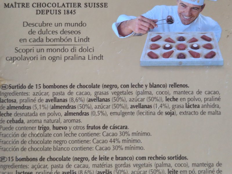 Foto da lista de ingredientes