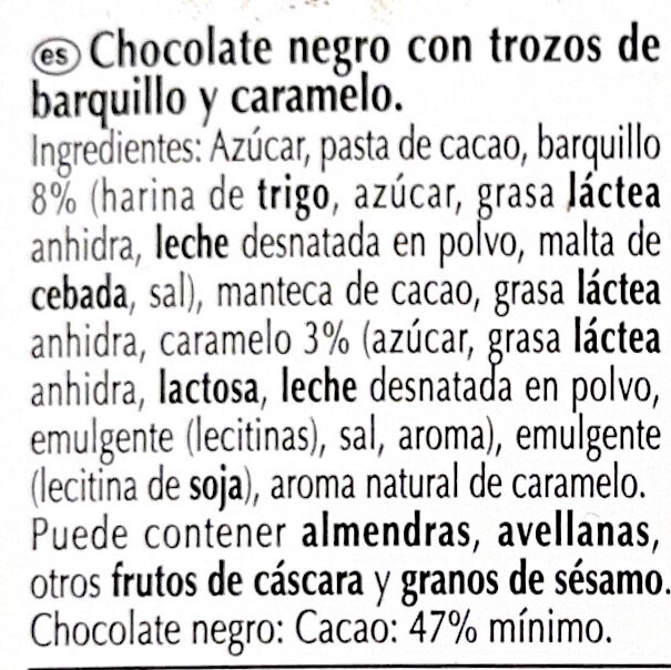 Foto da lista de ingredientes