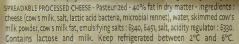 Foto da lista de ingredientes