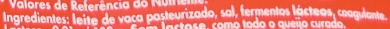 Foto da lista de ingredientes