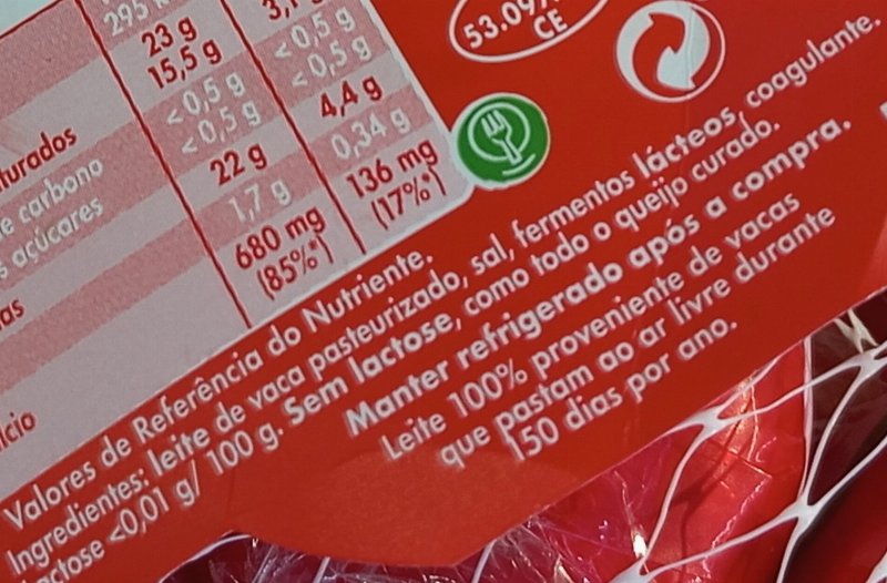 Foto da lista de ingredientes