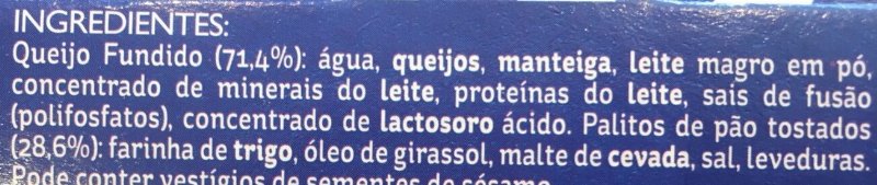 Foto da lista de ingredientes