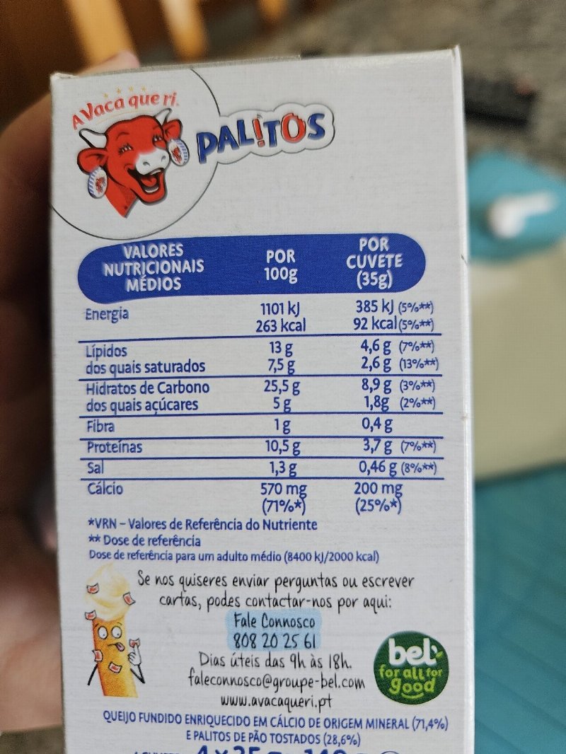 Foto da tabela nutricional