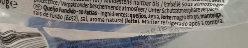 Foto da lista de ingredientes