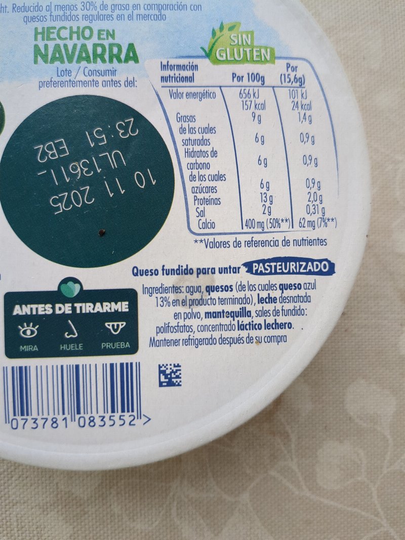 Foto da lista de ingredientes