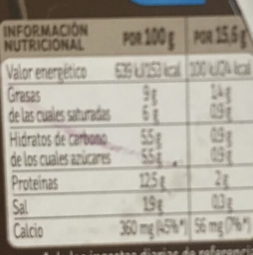 Foto da tabela nutricional