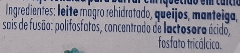 Foto da lista de ingredientes