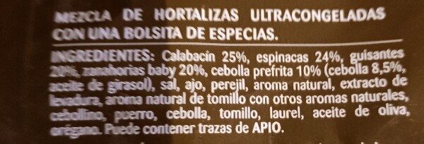 Foto da lista de ingredientes