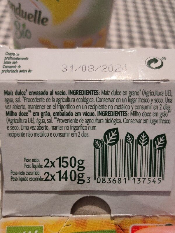 Foto da lista de ingredientes