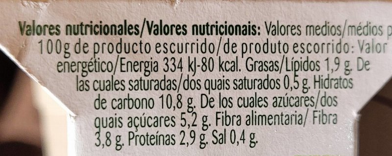 Foto da tabela nutricional