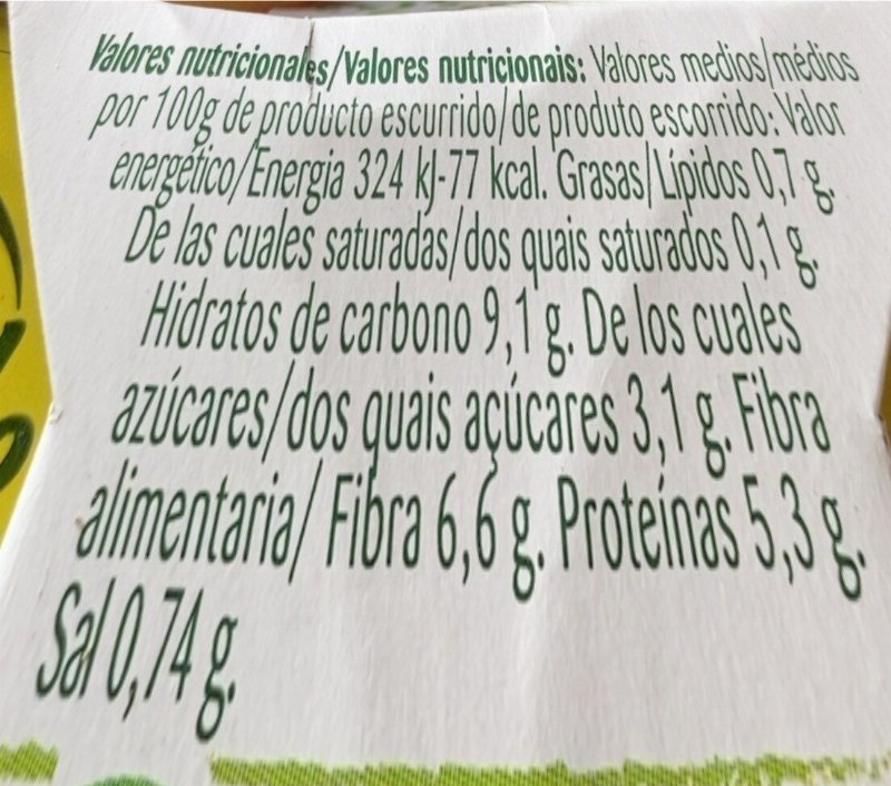 Foto da tabela nutricional