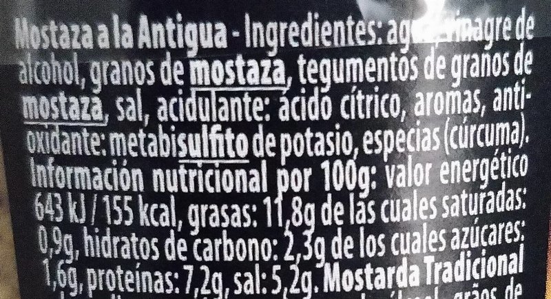 Foto da tabela nutricional