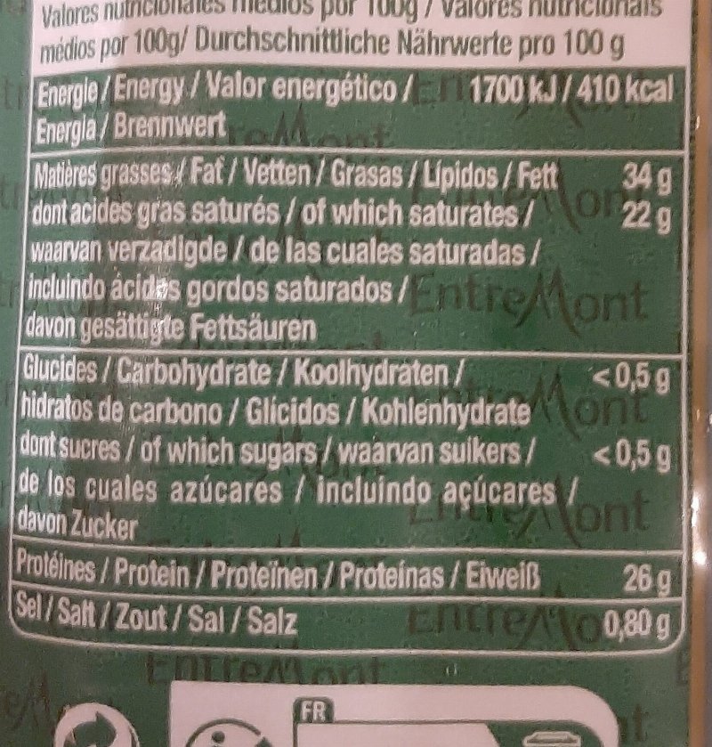 Foto da tabela nutricional