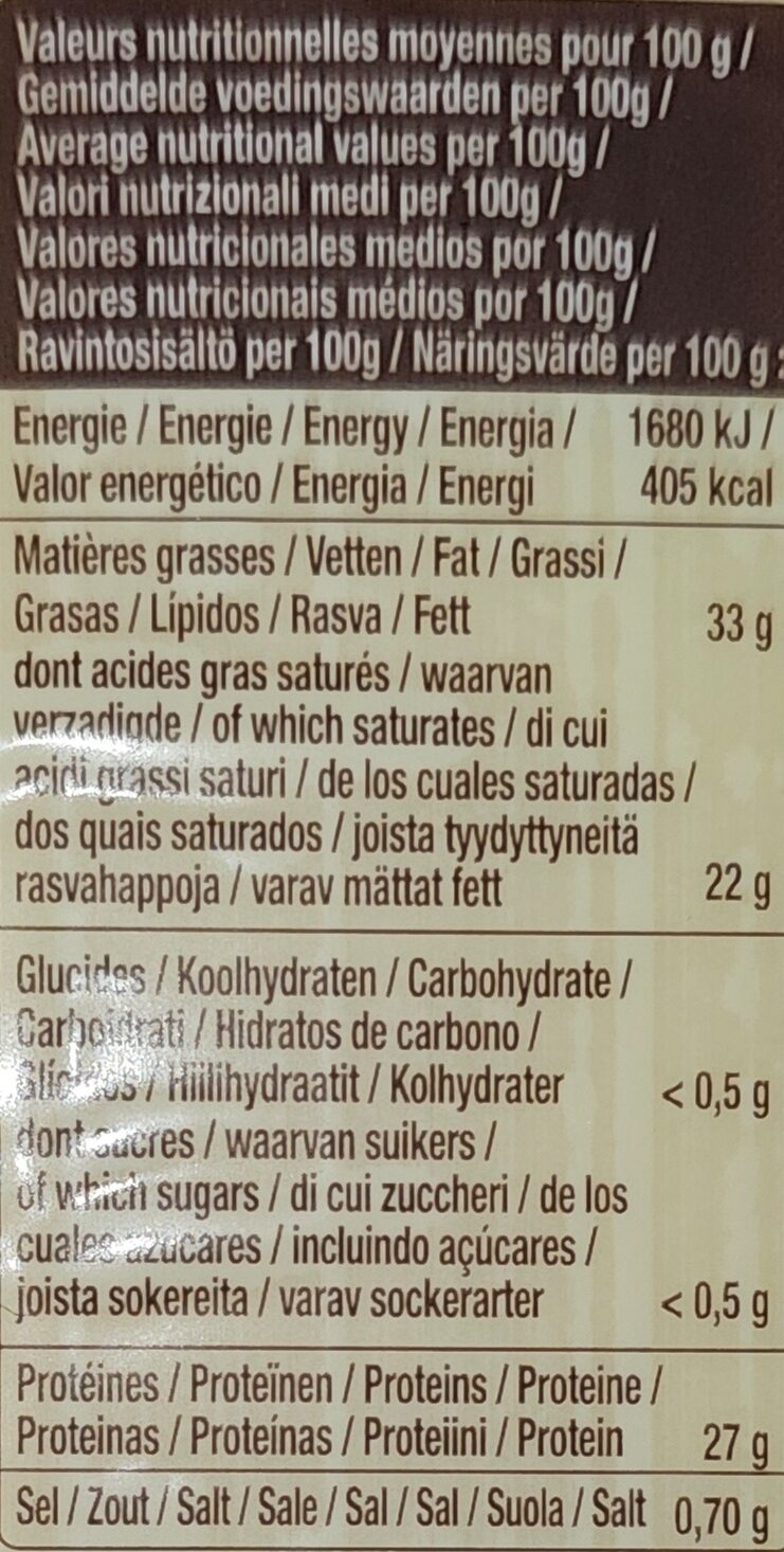 Foto da tabela nutricional