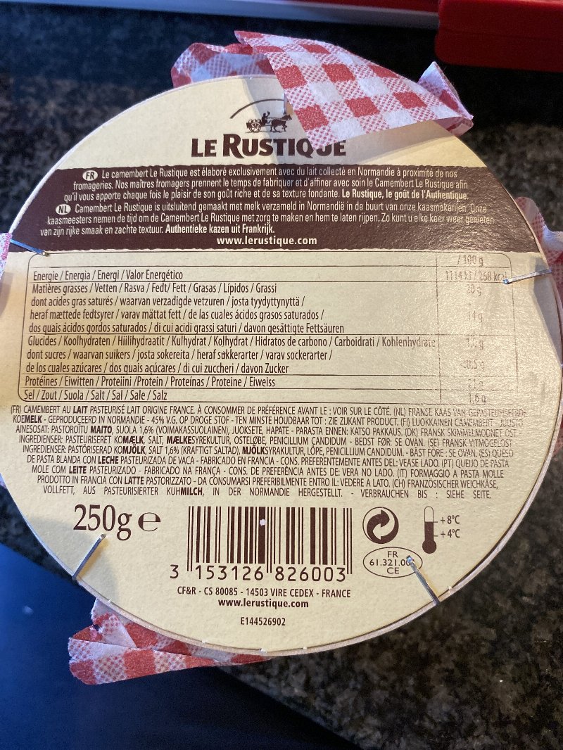 Foto da lista de ingredientes