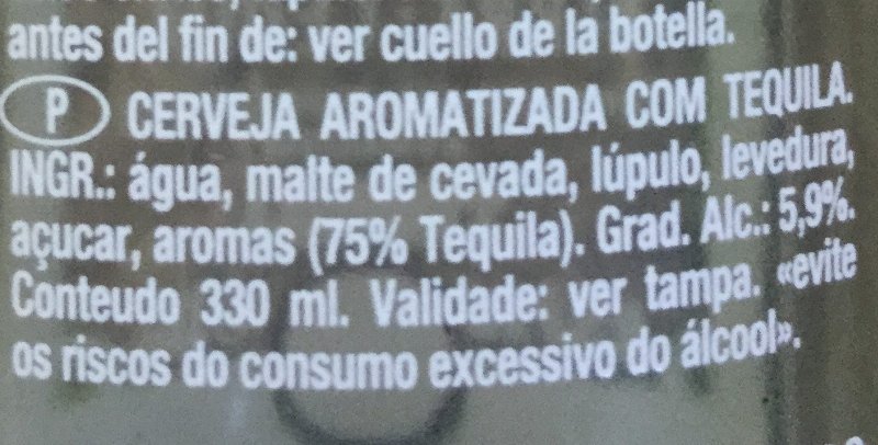 Foto da lista de ingredientes