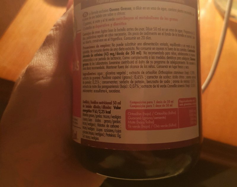 Foto da lista de ingredientes