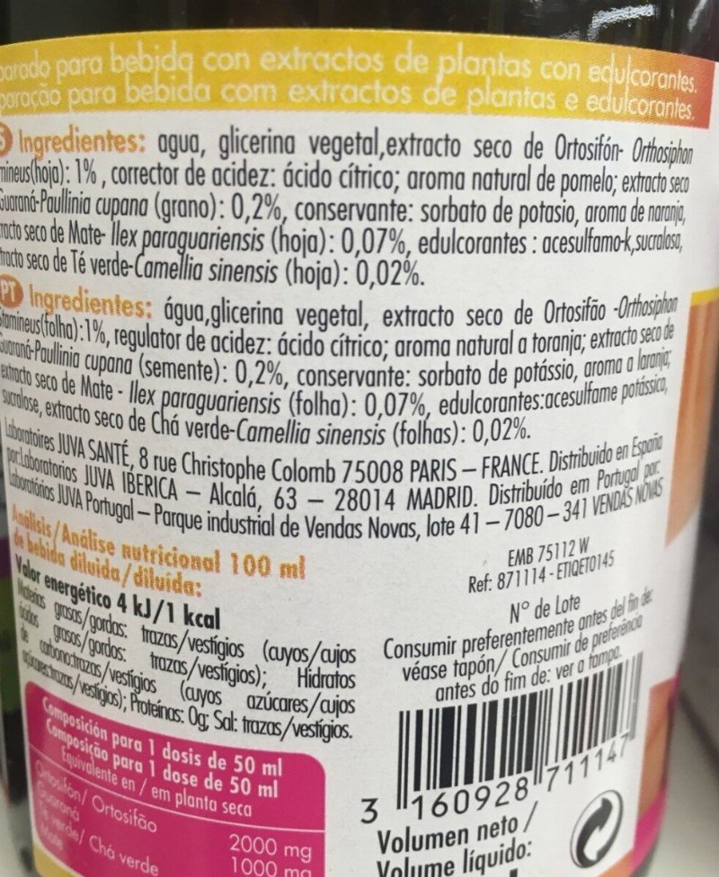 Foto da tabela nutricional