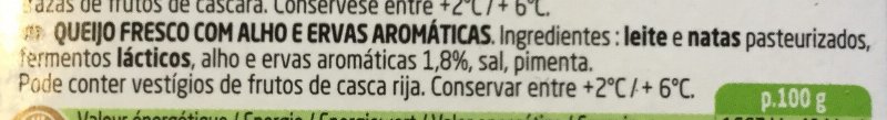 Foto da lista de ingredientes