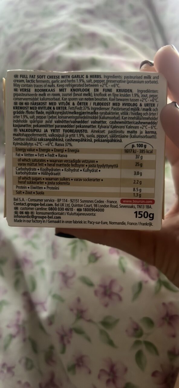 Foto da tabela nutricional