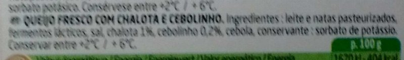 Foto da lista de ingredientes
