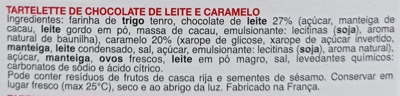 Foto da lista de ingredientes