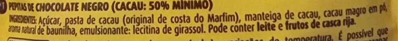 Foto da lista de ingredientes