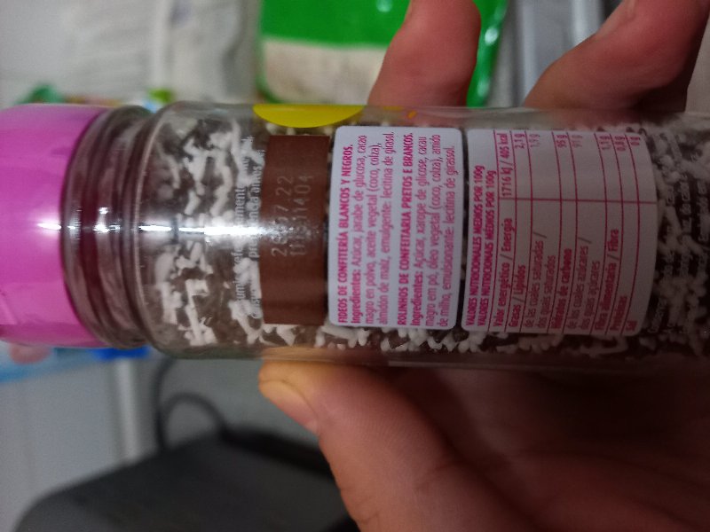 Foto da lista de ingredientes