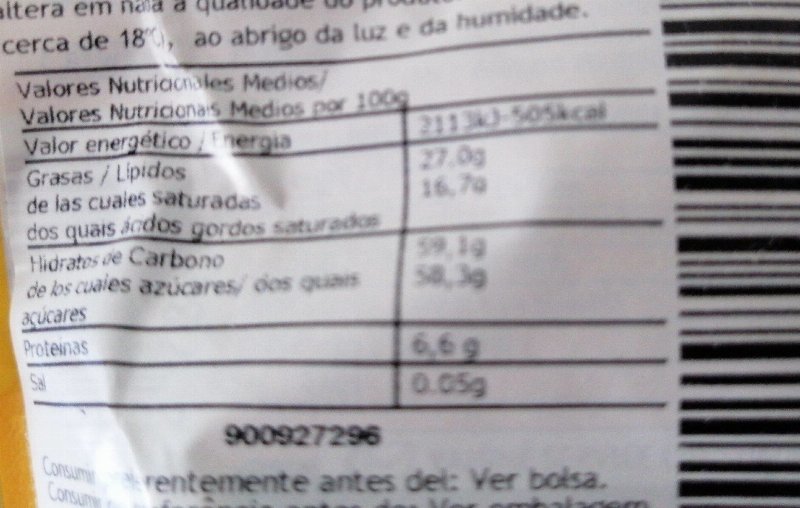 Foto da tabela nutricional