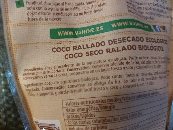 Foto da lista de ingredientes