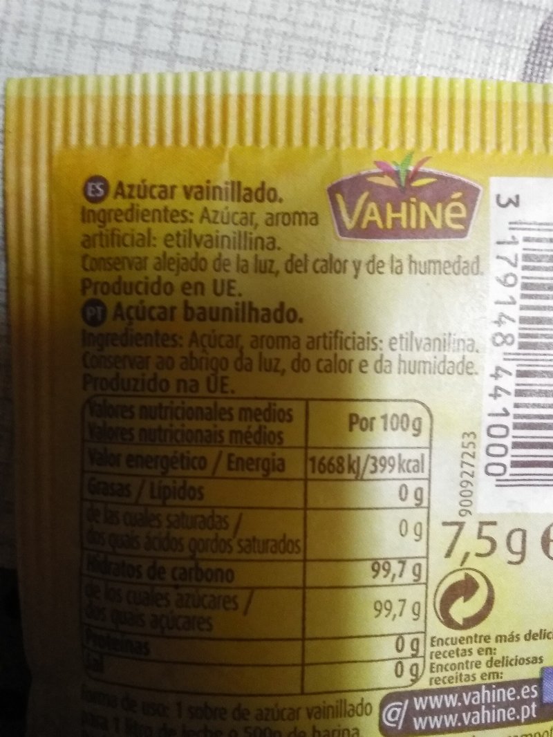 Foto da lista de ingredientes