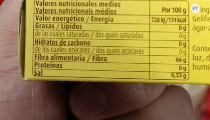 Foto da tabela nutricional