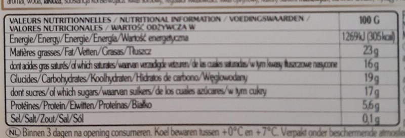 Foto da tabela nutricional