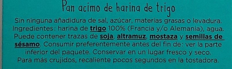 Foto da lista de ingredientes