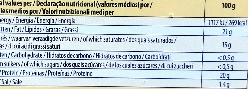 Foto da tabela nutricional