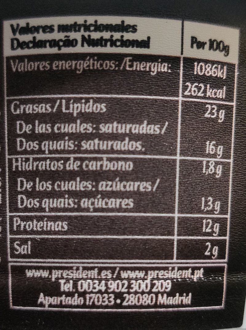 Foto da tabela nutricional