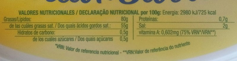 Foto da tabela nutricional